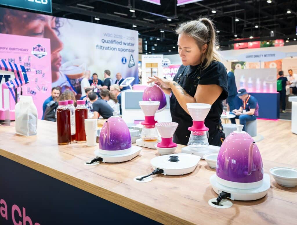 BWT water+more prägt auf der HOST 2025 in Mailand, Europas bedeutendster HORECA-Messe, als offizieller Wasser-Sponsor der Barista-Weltmeisterschaft den Geschmack der Besten. ©WPRO-Communication-GmbH-BWT-watermore