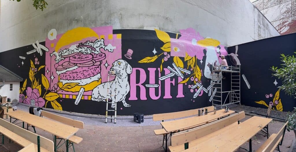 Ruffs Burger Fürth - Graffiti in Arbeit